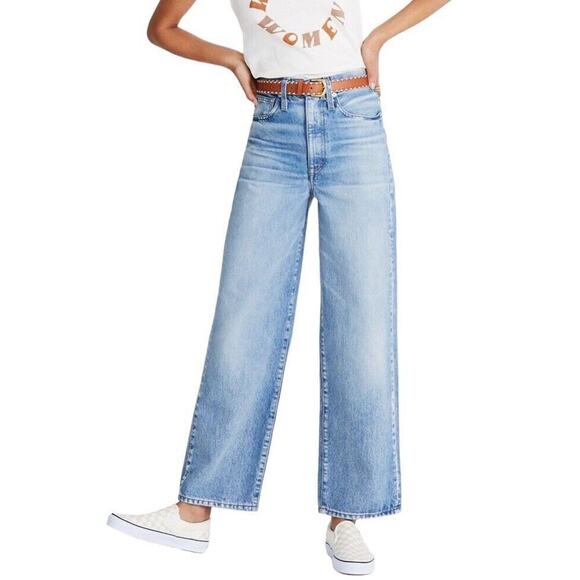 Rivet & Thread Madewell Jeans Women 31 High Rise Wide Leg Mason Light Wash Blue - Picture 1 of 16